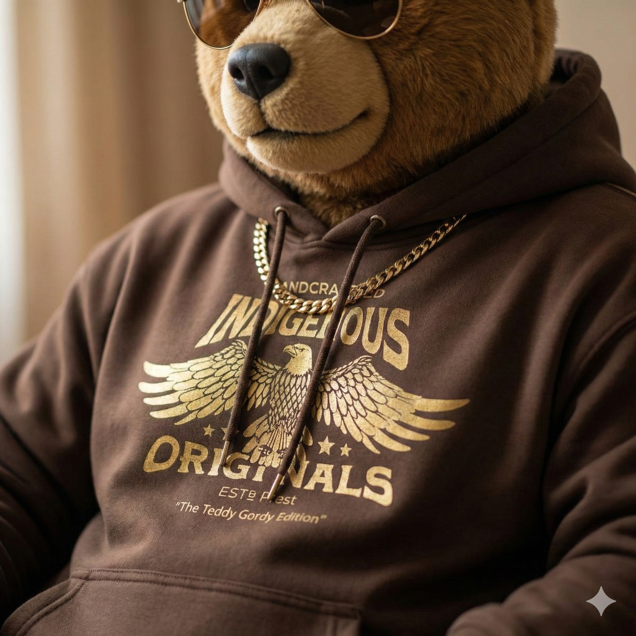 Indigenous Originals Hoodie – The Teddy Gordy Edition (Brown)